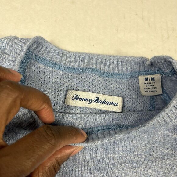 Tommy Bahama Mens Cotton Sweater Blue Work Casual Crew Neck Knit Pullover MEDIUM - Picture 5 of 12